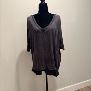 We The Free Washed Charcoal V-Neck Tunic Top